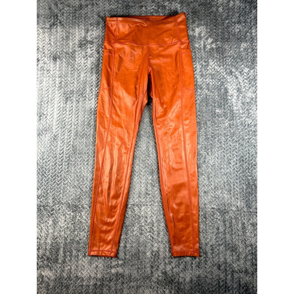 Ethos Legging Pants Women Large Orange Stretch Mid Rise Skinny Yoga Training Gym